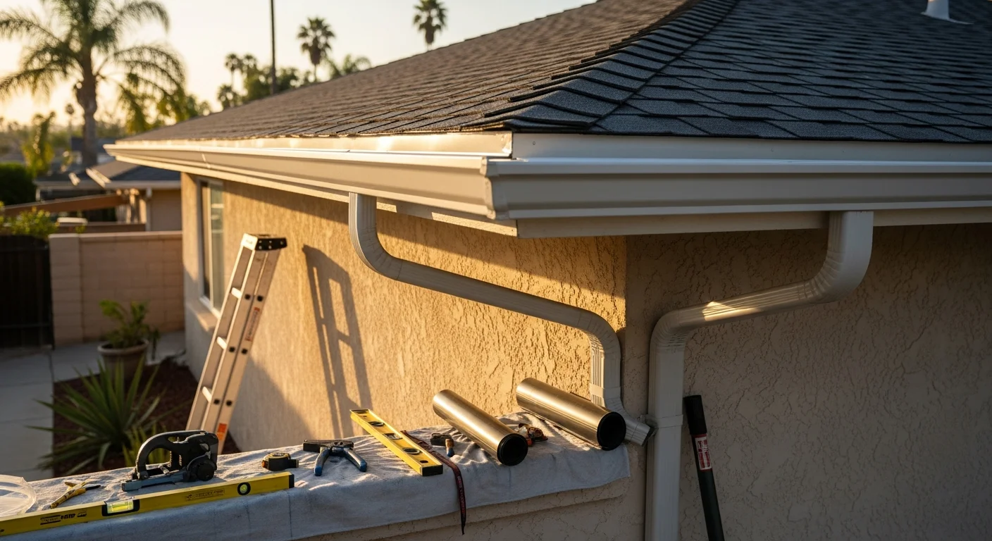Professional gutter installation on residential home