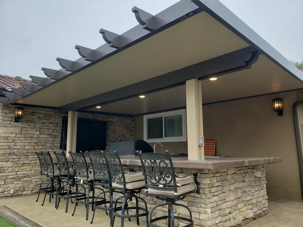 Modern Patio Cover with Integrated Outdoor Kitchen