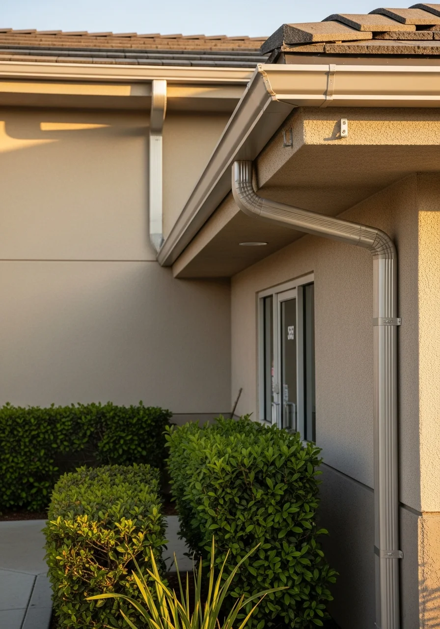 Detail shot of a well-maintained commercial property in Ontario with professional landscaping and clear branding.